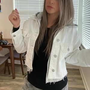 Abercrombie Hoodie White Denim Jacket
